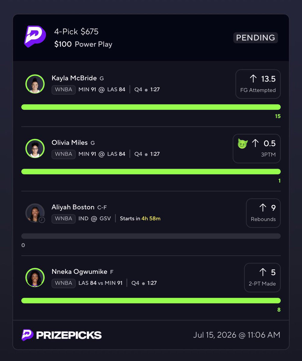 TheEarlyCash's tweet photo. THE ONLY WNBA PLAY YOU NEED COMES DOWN TO 1 MORE LEG 🤑♠️ https://t.co/va7G945AV1