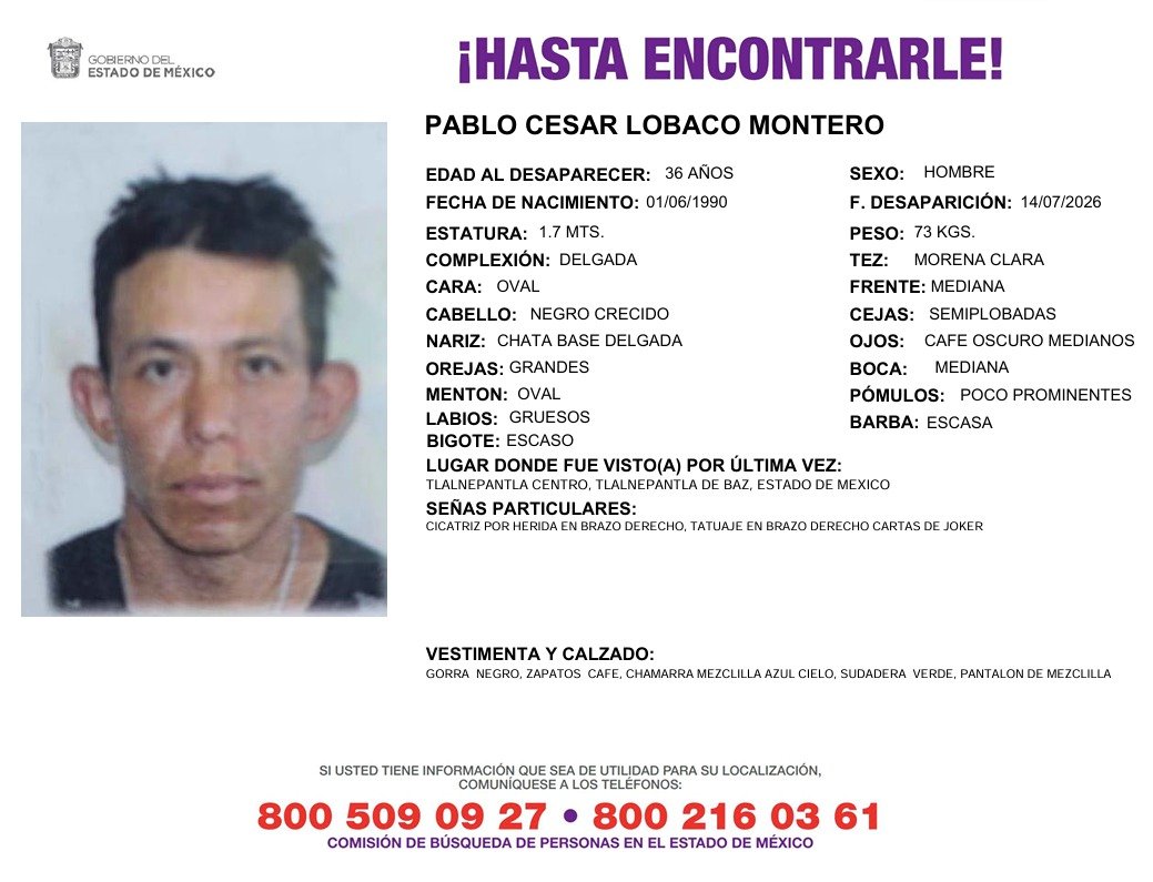 COBUPEM's tweet photo. Solicitamos de tu apoyo en difusión para dar pronta localización a Pablo César Lobaco Montero, comunícate a los teléfonos de COBUPEM 800 216 0361, 800 509 0927. #TodosEnLaBúsqueda https://t.co/MLQ7hCfKFC