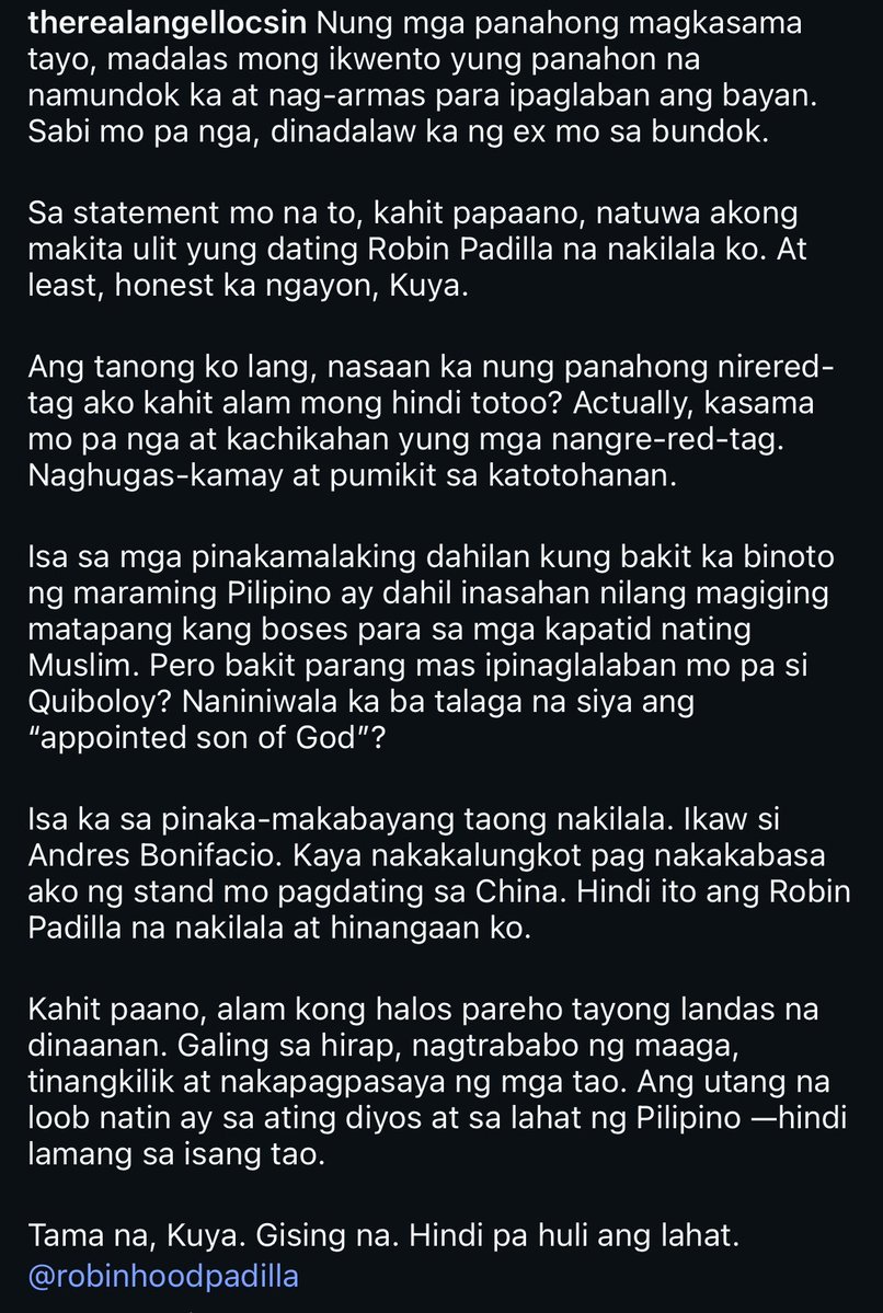 _ryanista's tweet photo. angel locsin publicly calling out robin padilla AT 3 AM MIND YOU 😭😭😭 https://t.co/GjmyOaQ2Eo