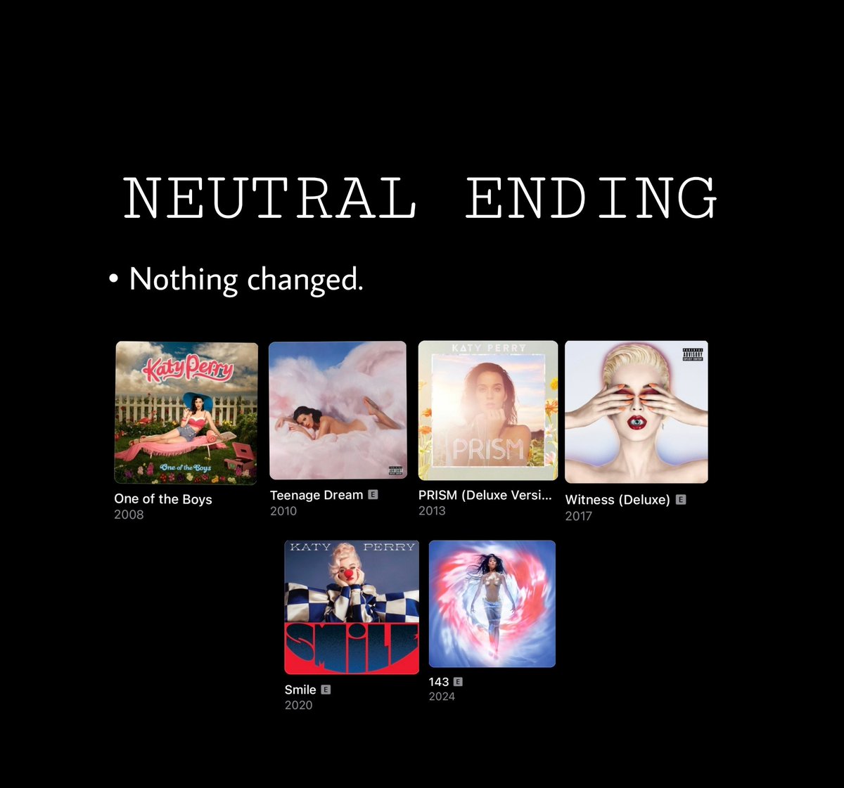 katyinhawai's tweet photo. "if one thing had been different, would everything be different today?";

- NEUTRAL/NORMAL ENDING https://t.co/R6bRs3dq2l