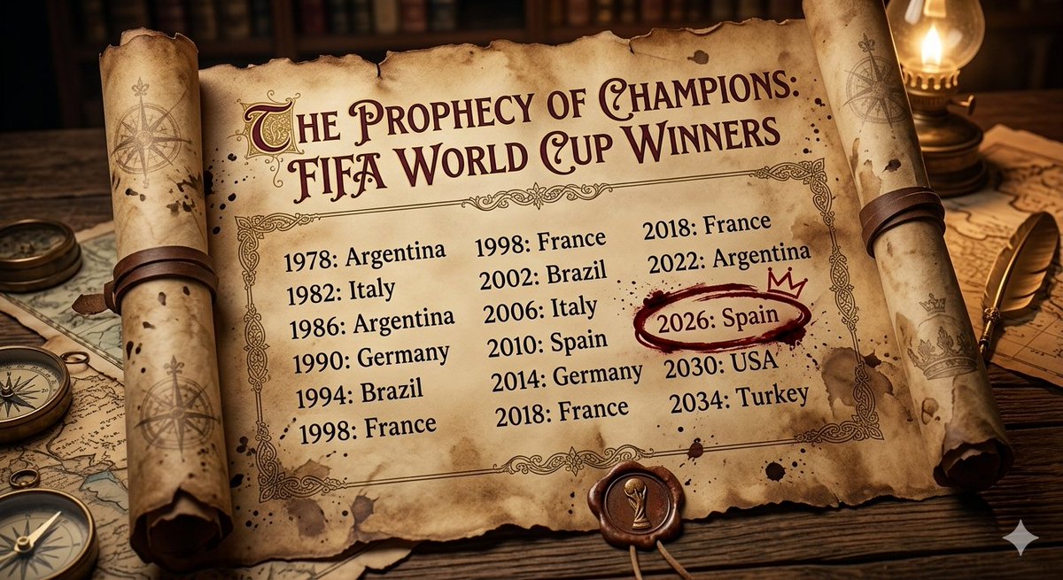 alisaintupdates's tweet photo. "According to the prophecy, Spain takes it all this year. 🏆 Accurate prediction or total fiction? Let me know your final score predictions! 👀 #FIFAWorldCup #Spain https://t.co/JcnXwOlV3X