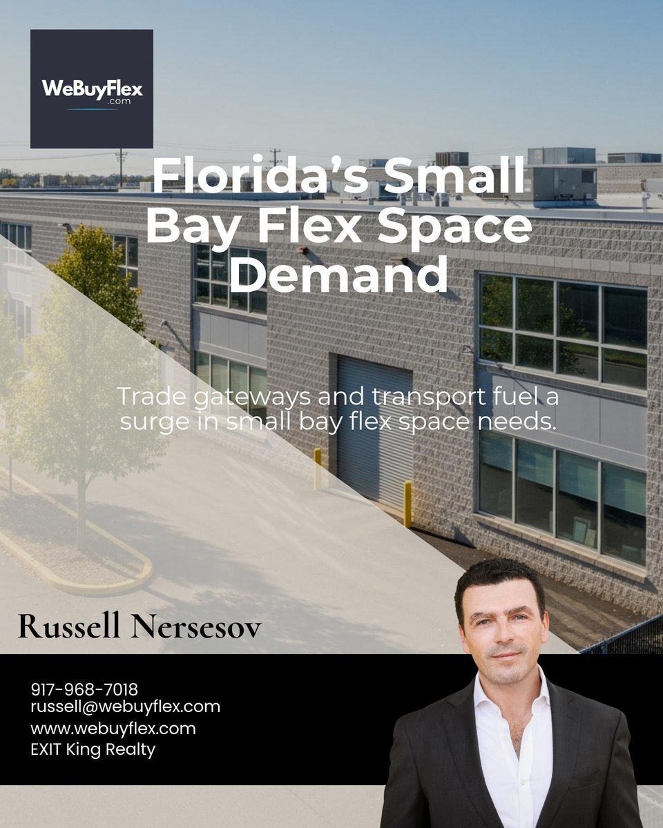 FlexSpaceDr's tweet photo. Florida’s trade gateways keep fueling demand for small bay flex space, ports, highways, and a growing service base mean prime sites won’t last. 📦🚚

How are you finding the right spot? https://t.co/qBpbahq9zM