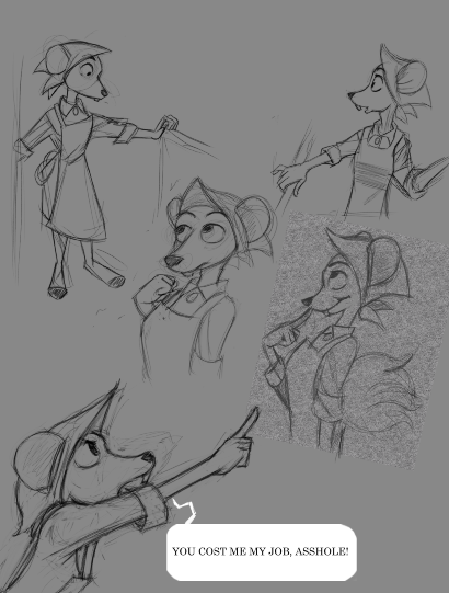 dayforsay's tweet photo. @EvilBeanDD @slendorsalami Background has some gems. This mouse maid was a one off in the first book, and I gotta say, liked her design. Sketched a bit of her in a study and drew the bottom most from scratch. https://t.co/TfPyOBryb1