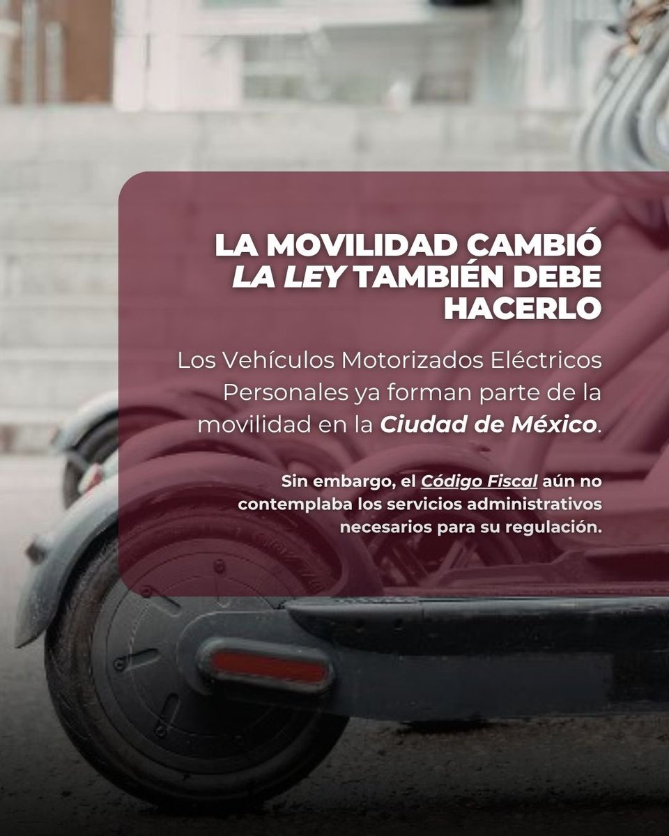 PabloTrejoIzt's tweet photo. La movilidad en la CDMX está cambiando y la ley debe evolucionar con ella. Presenté una iniciativa para regular los vehículos eléctricos personales con trámites accesibles, placas y licencias que brinden orden, seguridad y certeza jurídica. 

#EquipoPabloTrejo https://t.co/UY1b5EBfKE