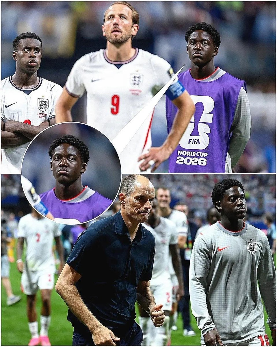 GBUnitedx's tweet photo. The final whistle blows, England is officially knocked out of the World Cup by Argentina, and players are collapsing to the turf in absolute heartbreak.

Meanwhile? Kobbie Mainoo is spotted looking completely, utterly untouched by the chaos.
Just pure, unfiltered ice in his veins. No panic, no stress, just immaculate aura. 🥶

You honestly have to respect the hustle:

Total Minutes Played: 0
Passes Misplaced: 0
Defensive Errors: 0
Boots: Completely pristine
Media Team Treatment: 4K cinematic main-character energy all summer

While the rest of the squad heads home exhausted and facing intense media scrutiny, Kobbie is boarding the flight back to Manchester with his peace of mind fully intact and his vibes completely unbothered.

Different level of calm. 🍿✈️