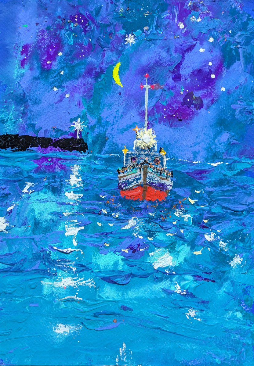 artwork ＃art #絵、 ＃心象風景画 ＃Gouache ＃paintig 🎨Fishing