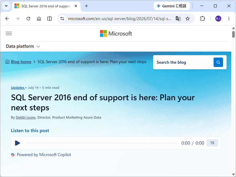 madonomori's tweet photo. 「SQL Server 2016」がサポート終了、セキュリティパッチは今月が最後／「Azure SQL」や「SQL Server 2025」への移行を。有償で移行猶予が得られる「E… https://t.co/Px3D2uGkHT https://t.co/AmuOcbzlU4