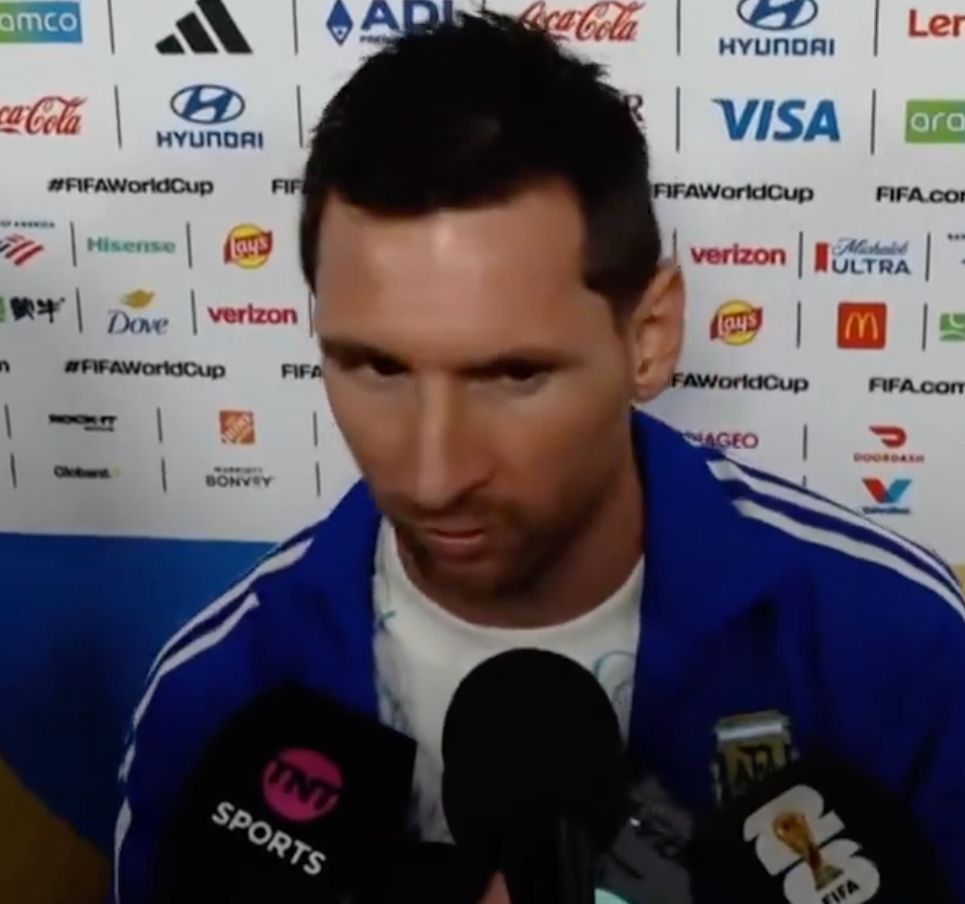 TouchlineX's tweet photo. 🚨🗣️ 𝗡𝗘𝗪: Lionel Messi on the media and people saying that Argentina is ‘favoured’ by FIFA:

"No... It’s insane what we’ve achieved. Five finals in a row, two World Cup finals in a row... We’ve been the BEST over the last four years."

"Whoever it upsets, whatever they say, this team has shown that on the pitch, NO ONE GIVES US ANYTHING FOR FREE."

"We played with pride, heart, with football… We completed a comeback. I’m happy and proud.”