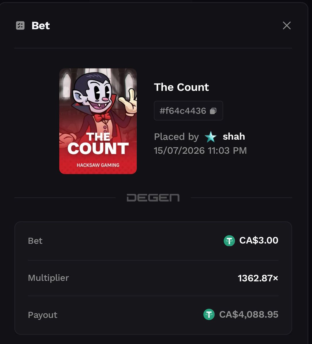 vvsshahh's tweet photo. one of my viewers called the count, had to fuck around n see wassup. ended up winning 4k on it. thanks @degencom you never stop cookin for me 🤞🏻

10$ X 2 GW to 2 random winners

Like + repost 
Leave your DEGEN usernames in the comments https://t.co/kGZEVjSKQW