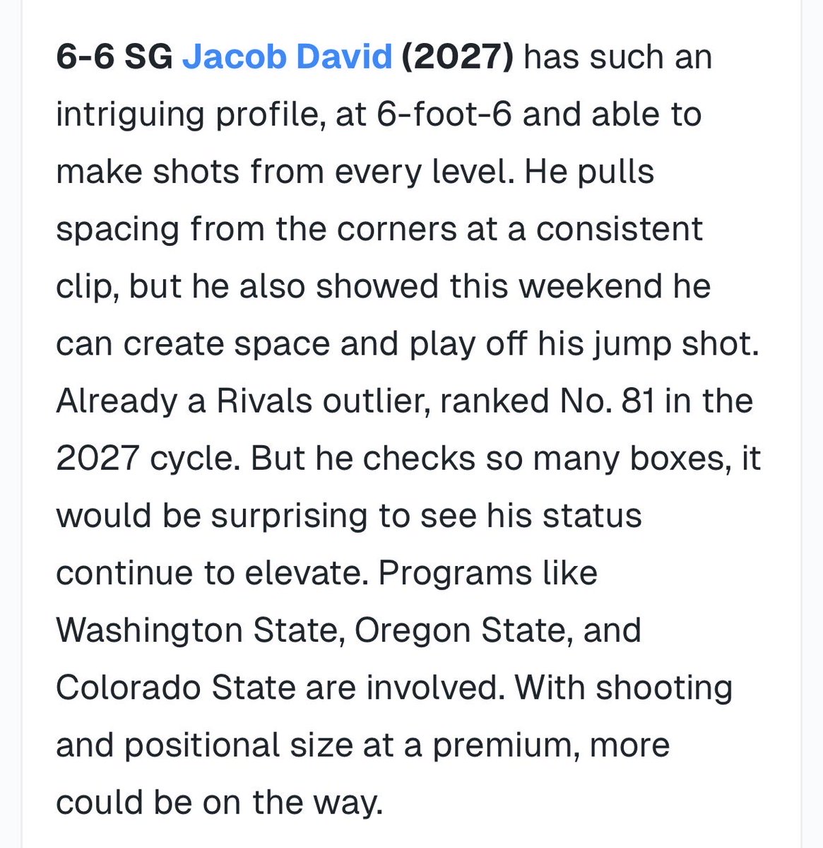 COCollective303's tweet photo. 🚨Jacob David - 6’6” SG (Rock Canyon)

Create space. Hit shots. JD is one of the best in the country at both. Guards, rebounds, and is a playmaker. Makes others around him better. 

Buy stock now📈📈. In Bryan, TX for the final live period‼️@Jacob8David https://t.co/JVcveUHK1z