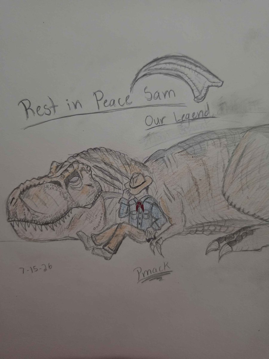 pmack448's tweet photo. Had to do a little commemorative piece for it, but kept my idea to a sketch instead of super detailed because its still really heartbreaking to work on. Rest in Peace Sam Neil. #jurassicpark https://t.co/OCESIRVKWk