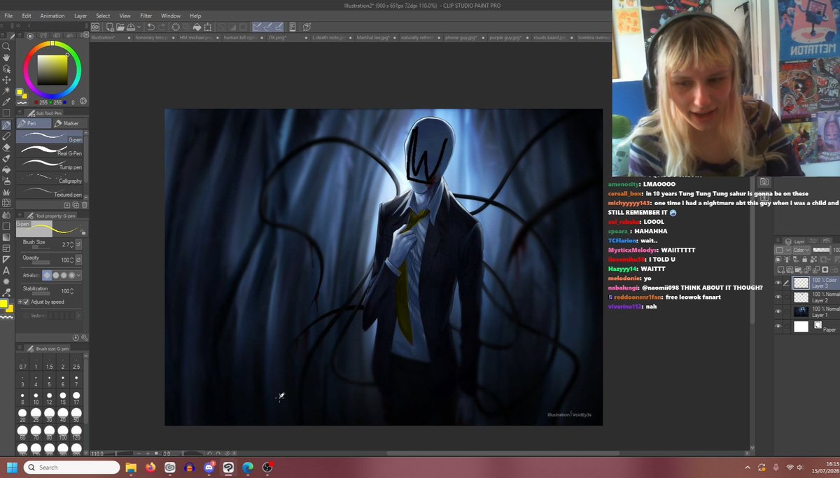 axelpaddles_0's tweet photo. Great things hapening at squidos stream because they're apparently drawing Leo as slenderman. https://t.co/SWS3tyC16r