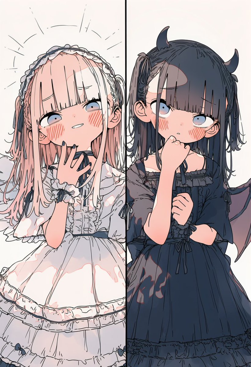 imacolle_'s tweet photo. 前回投稿から天使ちゃん悪魔ちゃん可愛くて研究中！

最初同じ女の子の心の状態みたいなイメージからはじまったのですが、
違うみためのほうがグッときたので変更！！

#AIイラスト
#AIart️️️️️️️️️️️️️️️️️️️️️️️️️️️️️️️️️️️️️️️️️️️️️️️️️️️ https://t.co/mGcTLcOL4P