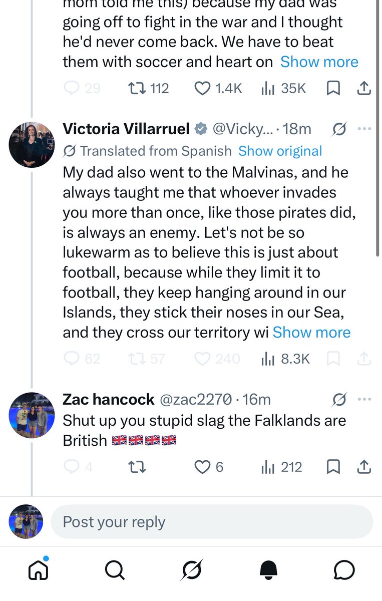 zac2270's tweet photo. Imagine the Vice President of Argentina blocking you because you said the Falklands are British 😂😂😂 #ENGLAND   #Falklands https://t.co/QHmZC0tLdY