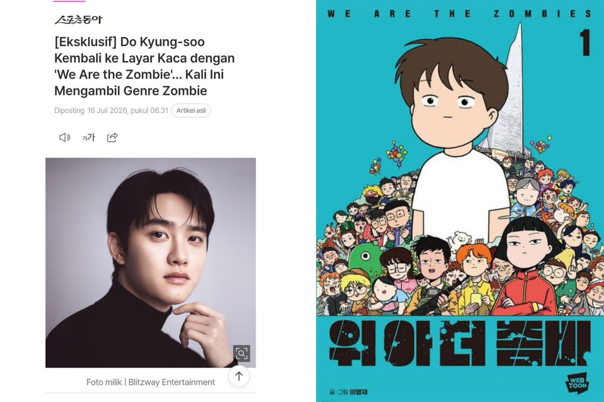 kdrama_menfess's tweet photo. !! ACTOR DOH KYUNGSOO IS BACK !!

Doh Kyungsoo mengambil peran utama sebagai Kim Injong dalam drama baru adaptasi webtoon berjudul "We Are the Zombies" •kdm• https://t.co/krB6sXQou4