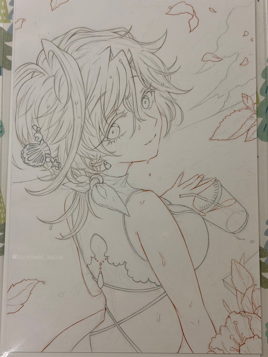 morisaki_kaina's tweet photo. あまりの暑さに夏バテ気味…でも夏の絵はたくさん描きたいです𓇼🐚 ⛱️  ⋆꙳ https://t.co/FF24ysKvl9