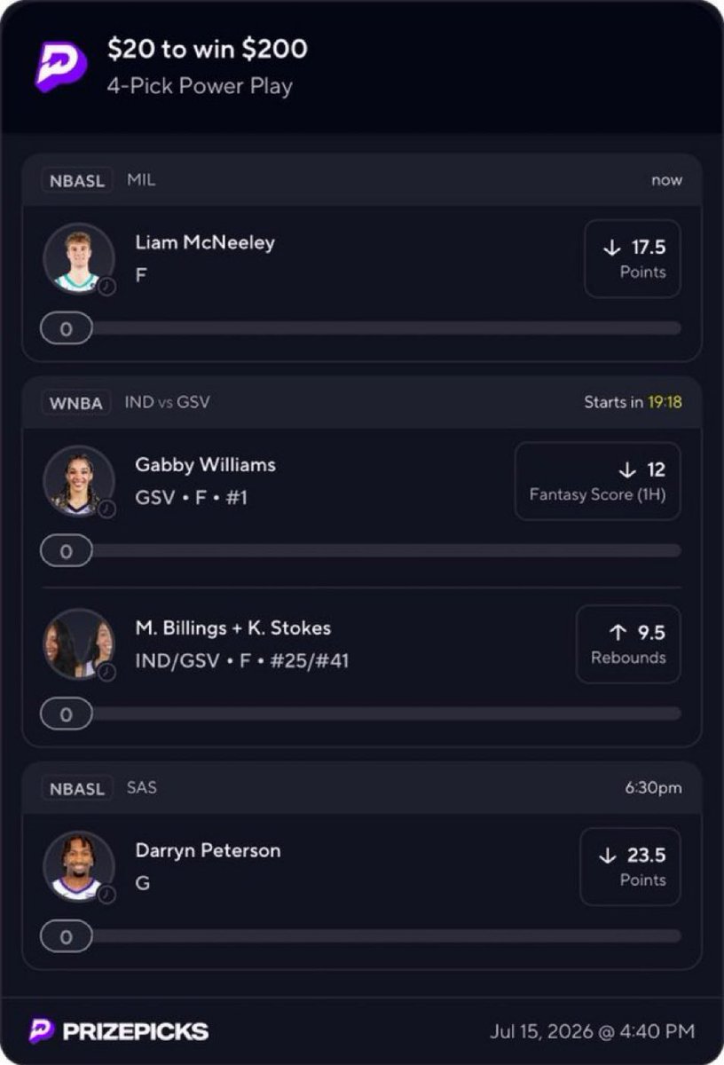 Mia_brown0's tweet photo. 💵 Stake: $20
💰 Potential Payout: $200 (10X)

🔒 Tail responsibly and good luck to everyone riding!

#PrizePicks #WNBA #NBASummerLeague #SportsBetting #PlayerProps #PowerPlay #BettingCommunity #LockIn https://t.co/gkMLcUm2i7