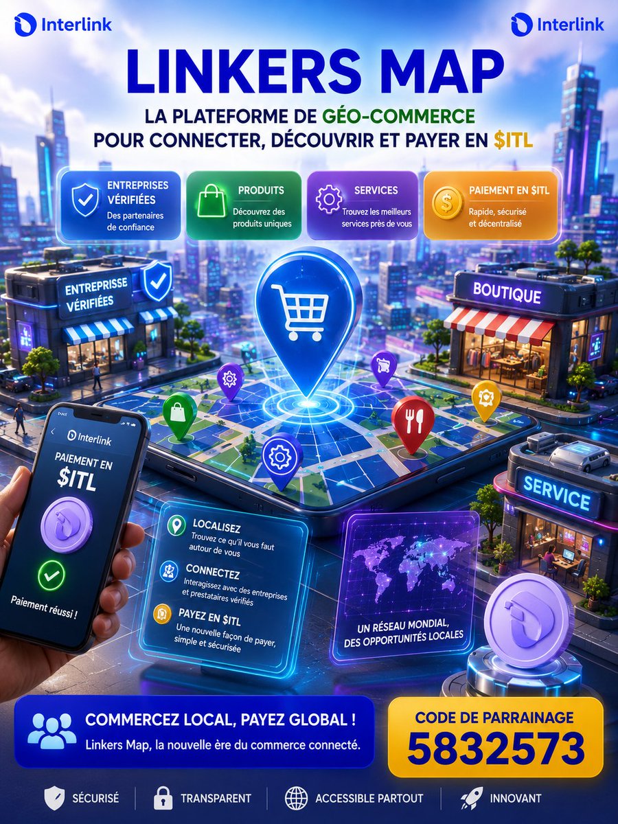 KokouK25's tweet photo. Linkers Map: une plateforme de géo-commerce pour les entreprises vérifiées,les produits,  les services et le paiement en $ITL.
#InterLink #ITLG #ITL https://t.co/sG6TlcLeuN