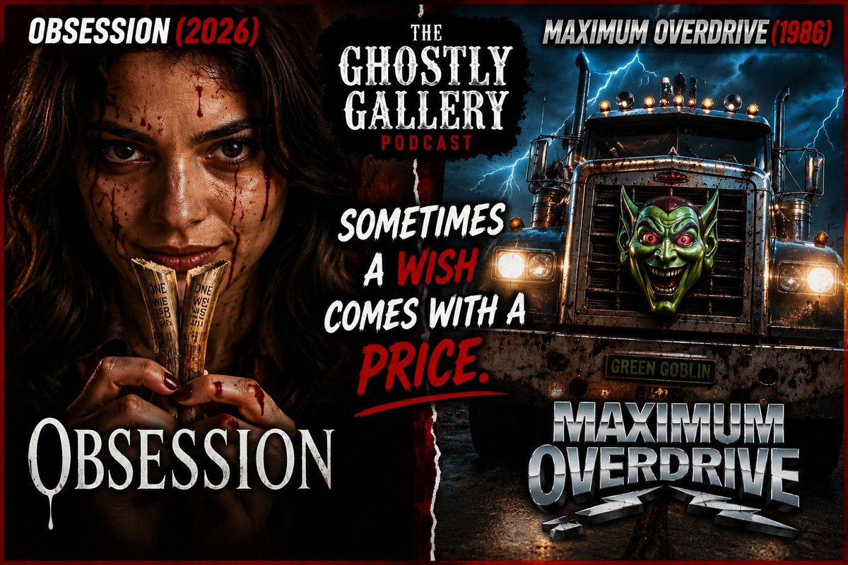 markusen_s's tweet photo. Our new podcast episode drops this Thurs. (July 16). Tracy & I tackle 2 films: the new hit, Obsession, & the 40-year-old cult favorite, Maximum Overdrive. Both are good, but one is overrated while the other seems underrated.
#ghostlygallerypodcast #obsession #maximumoverdrive https://t.co/xdyOuOpNje
