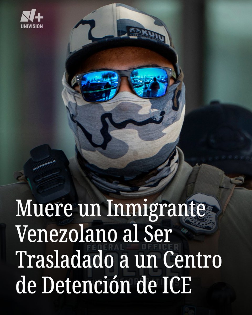 nmasunivision's tweet photo. #ÚltimaHora | Reportan la muerte de un migrante venezolano bajo custodia por elementos de ICE, la cual sucedió el 13 de julio; el hombre habría fallecido mientras era trasladado de un centro de detención a otro.

Conoce más información aquí https://t.co/kxdgg4mdej

Foto: Reuters https://t.co/Qtd4ewrukc