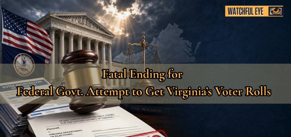 WatchfulEye_VA's tweet photo. Feds Lawsuit for Virginia Voter Rolls Comes To Fatal End https://t.co/u4wXaYzLDs via @YouTube https://t.co/MppCWJwlCv