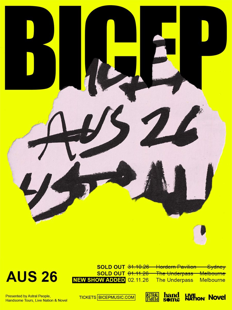 feelmybicep's tweet photo. AUSTRALIA 2026, SOLD OUT. SECOND DATE IN MELBOURNE ADDED DUE TO DEMAND.

🖼️: @viktorhstudios 

https://t.co/U1FEZNV9nC https://t.co/LcFOHM6oIZ