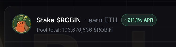 Robin_Pad's tweet photo. Buy $Robin and enjoy ETH rewards from trading volume. Currently paying at 200%+ APR.
The democratization of finance is on Robinhood. @RobinhoodCrypto https://t.co/YP6PYk03fz