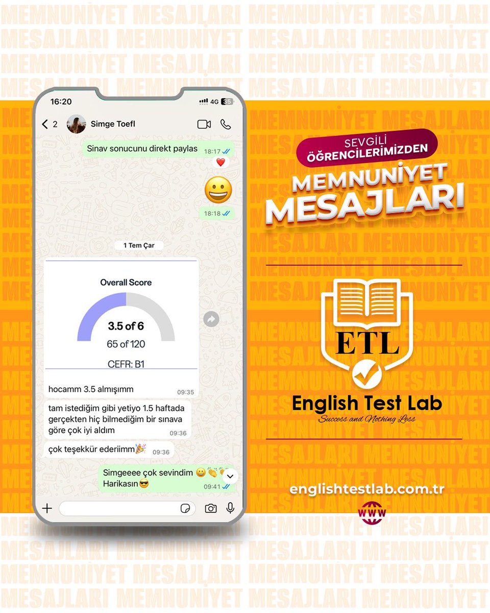 TestLabturkiye's tweet photo. Öğrencilerimizden gelen her başarı hikâyesi bizi motive ediyor. 🙌

Doğru strateji, düzenli çalışma ve etkili rehberlikle hedeflere ulaşmak mümkün.

Bu güzel geri bildirimi bizimle paylaşan öğrencimize teşekkür ediyor, başarılarının devamını diliyoruz! 🎉

#IELTS #TOEFL #English https://t.co/O0XdEvp7fa