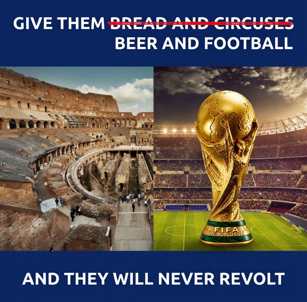 SwissHodler's tweet photo. This FIFA clown world scam, which has practically nothing to do with sports and more to do with politics and corruption, is over in a few days.

No more men crying with their collectivist national flags, hugging each other like it’s the end of the world while the whole thing was rigged from the start 😂

Good riddance to this farce 🤡🌎
