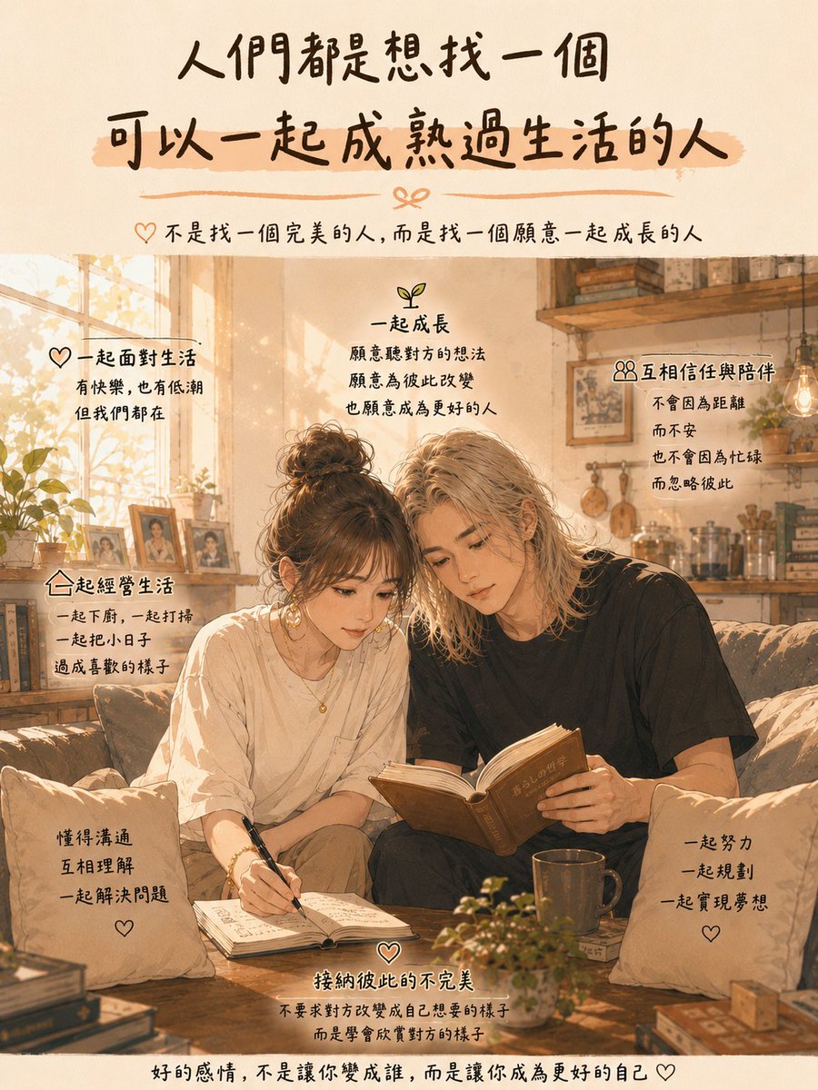 itsumohareta's tweet photo. 一段真正能走得長久的感情，
是因為彼此很相愛，
還是因為兩個人都願意一起成熟、一起經營生活？
心動可能只有一陣子，
但願意一起成長，才能走很久。
所以當心裡有了答案，
就不會再盲目追求濫竽充數，
而是知道自己真正想要的是什麼。
所以當一個人總是羨慕別人的幸福， 就容易忘了自己真正想要的是什麼。 
最後追逐的是別人的人生，
而不是自己的答案。
懂？