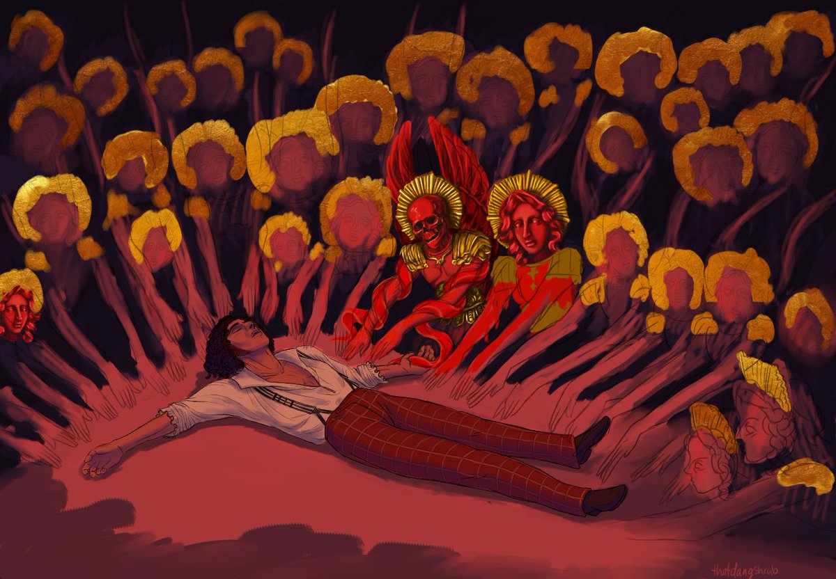 thatdangshrub's tweet photo. in honor of the Frankenstein criterion drop I offer the frankenation community this long unfinished work based off of James Tissot’s painting “Jesus Ministered to by Angels” 

#frankenstein #gdt https://t.co/MLKRUxIYLe