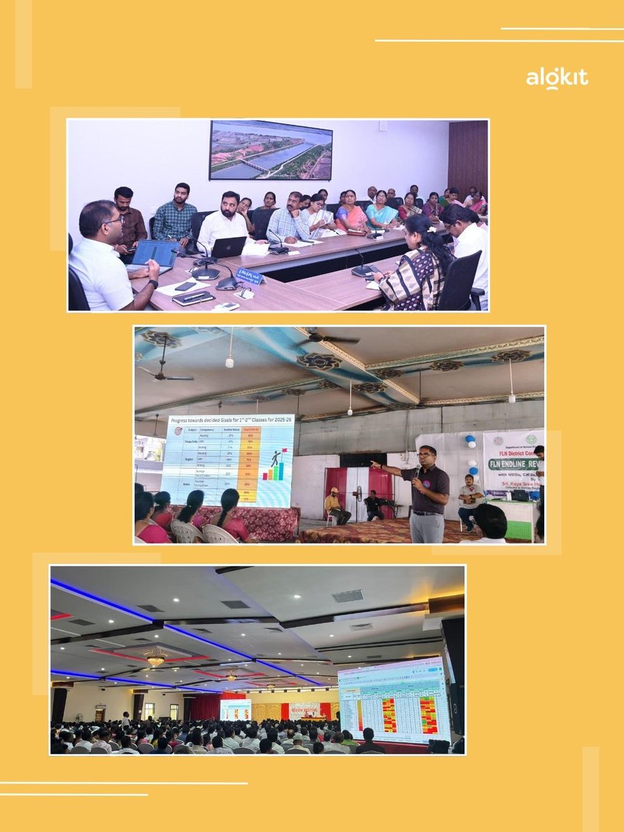 Alokit_India's tweet photo. At a district-wide FLN review in Peddapalli under our #DELP program, the District Collector Sri Harsha Sree Koya brought together teachers, headmasters, MEOs, and CHMs to turn school-level assessment data into clear, actionable next steps. 📊 @Collector_PDPL https://t.co/7N13EAwbVR