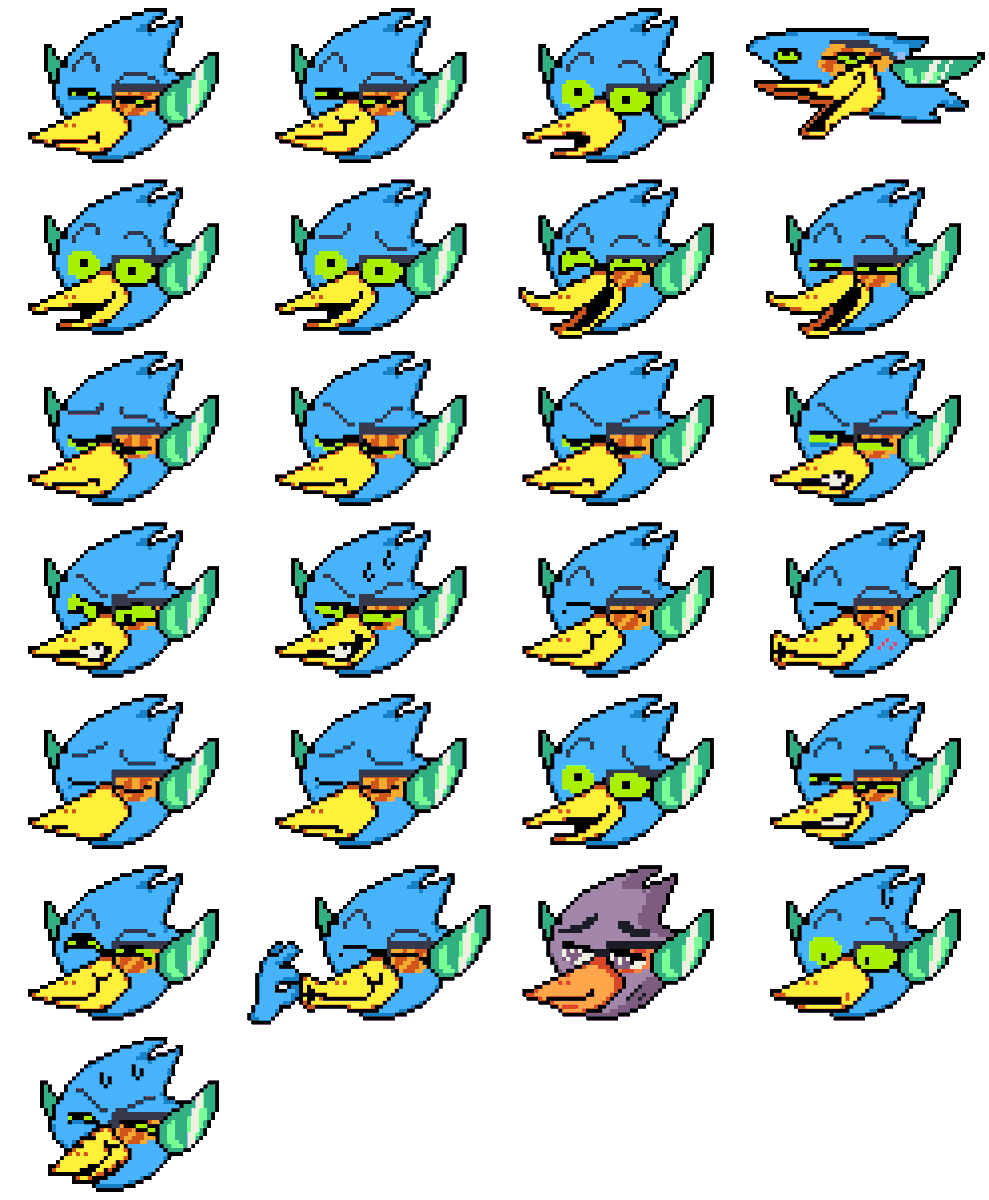 couckee's tweet photo. Colored Berdly Sprites (+customs and sprite-accurate edits!)

#DELTARUNE #DELTARUNECHAPTER5 #Berdly https://t.co/5sknvvgGkl