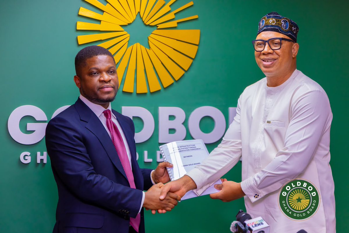 BELLOSIDI's tweet photo. GoldBod has signed a GH¢8.4 million agreement with Ghana Water Limited (GWL) to rehabilitate the Bonsa, Daboase and Sekyere Heman Water Supply Systems in the Western and Central Regions.
#GoldBod #ResponsibleMining #WaterSecurity #EnvironmentalSustainability https://t.co/IJyc9bh6Sj