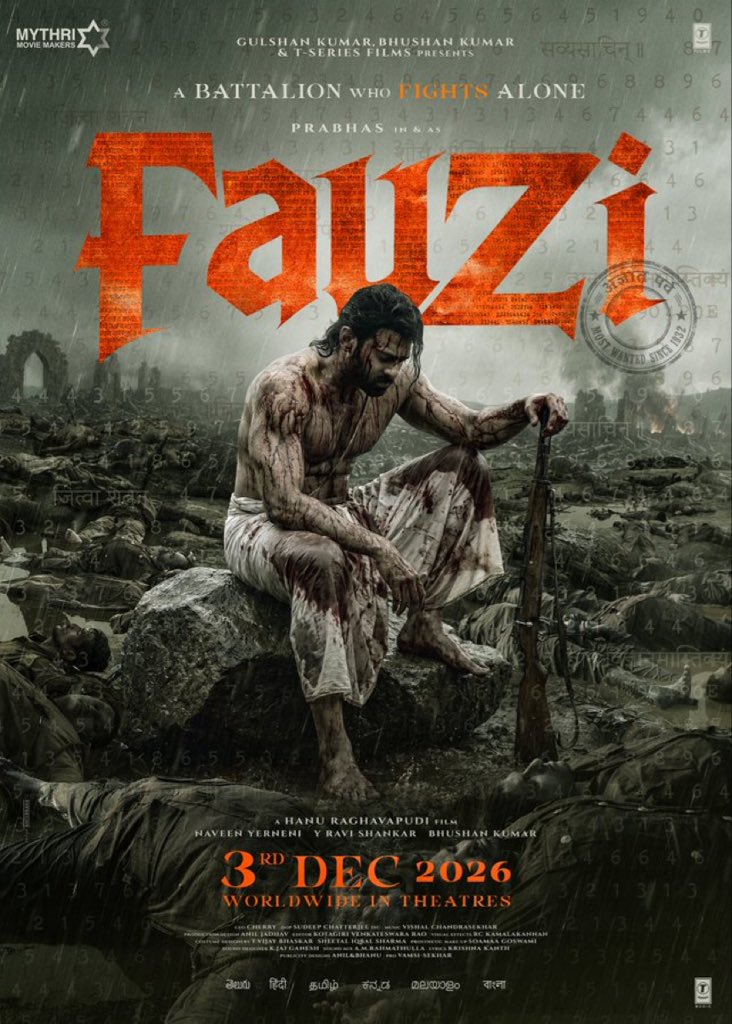 only_prabhasfan's tweet photo. अज्ञातपर्व ENDS. 
THE REBELLION BEGINS 🔥

#Fauzi GRAND RELEASE WORLDWIDE ON 3rd DECEMBER 2026 ❤️‍🔥

#FauziOnDec3

Rebel Star #Prabhas
#Imanvi @hanurpudi #MithunChakraborty #JayaPrada @AnupamPKher @Composer_Vishal @sudeepdop @kk_lyricist @MrSheetalsharma @rckamalakannan https://t.co/e3LJaZ6Syy