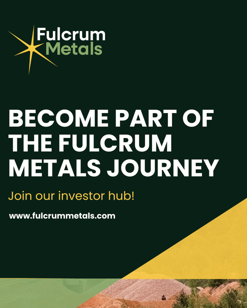 FulcrumMetals's tweet photo. Become part of the Fulcrum Metals journey

👉Gain a direct line to Fulcrum Metals leadership

👉Be first to know our latest company updates

👉Watch exclusive videos accompanying major news

Sign up here: https://t.co/5OBZBpNIWh

#FMET #GoldTailings #ESG #Gold @1ryanmee @AOhara2002