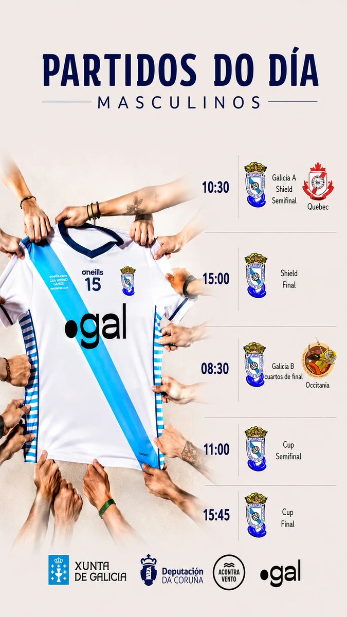 punto_gal's tweet photo. Achégase a final dos @GaelicGamesEuro  en Waterford, con presenza galega apoiada por  @punto_gal !! Este é o horario de hoxe, xoves 16 de xuño. Moita forza, @GaelicoGalego ! https://t.co/aTRX2jDtxK