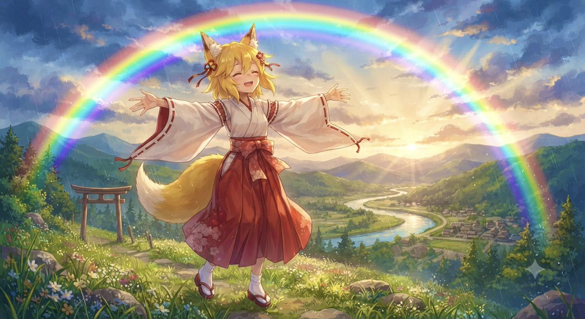 仙狐さん #虹の日 です！🦊 #狐耳🇯🇵#Google #Gemini🇺🇸