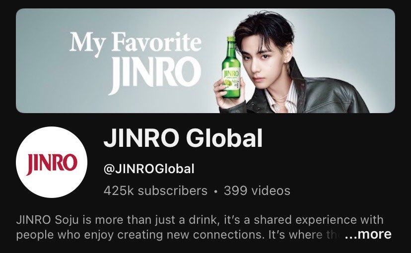 VonTidal's tweet photo. Both Jinro Global and Jinro Japan have changed their YouTube channels’ header to Taehyung’s ad poster

Global https://t.co/5ccdi8qYFy
Japan https://t.co/Bm0SkCn4v8

JINRO GLOBAL BRAND AMBASSADOR V 
KIM TAEHYUNG FOR JINRO 
#TAEHYUNGxJINRO #VxJINRO
#MyFavouriteJinro https://t.co/KcZY2mz9Ca