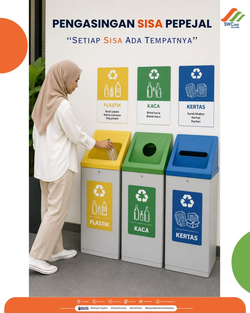 swcorp_my's tweet photo. ♻️ Setiap sisa ada tempatnya.

Asingkan bahan yang boleh dikitar semula dan hantar ke pusat kitar semula atau keluarkan pada hari kutipan. Langkah kecil, impak besar untuk alam sekitar. 🌱

#RancakkanMADANI
#StrongerTogether
#UnityInDiversity #DemiPertiwi #SAS https://t.co/L2Nqm2KRK4