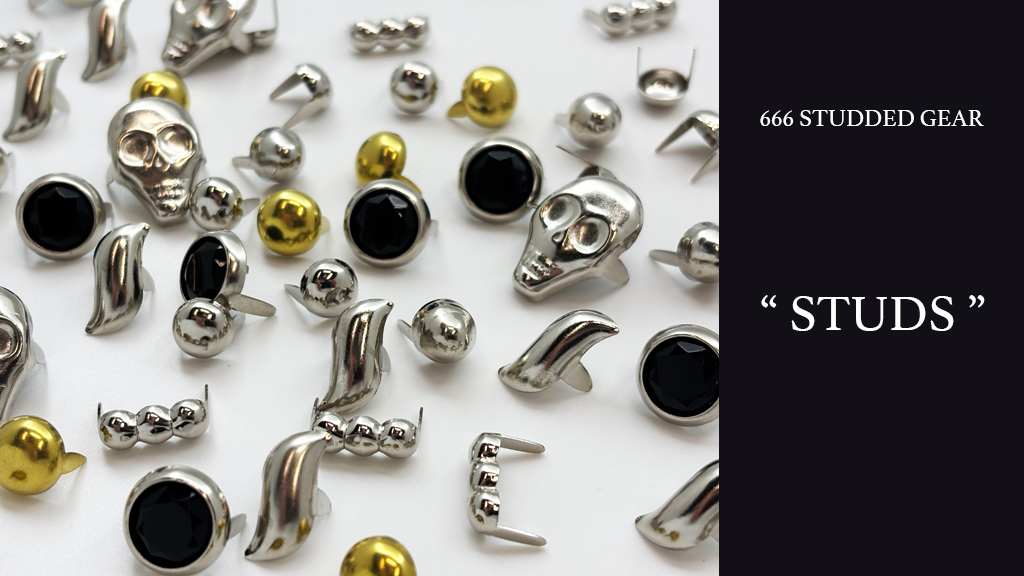 666shop's tweet photo. 【666 STUDDED GEAR / スタッズ各種】（再入荷）
完売していたスタッズ含めて、スタッズ各種がまとめて
再入荷しました！！夏のリストバンドやアクセサリーのカスタムや秋冬に向けて、ライダースジャケットのカスタムなどにいかがでしょうか？
https://t.co/nNvvtwzvj4 https://t.co/jubJEZ4qIy