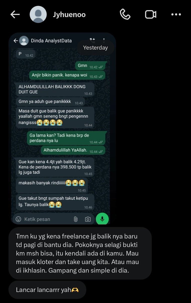 maryipossa's tweet photo. paling najis @Juhyhun7 bawa2 Allah kamu jahat bgt ngambil rezeki orang pura pura simpati padahal kamu scammernya anjing https://t.co/5lOZpBsoEk