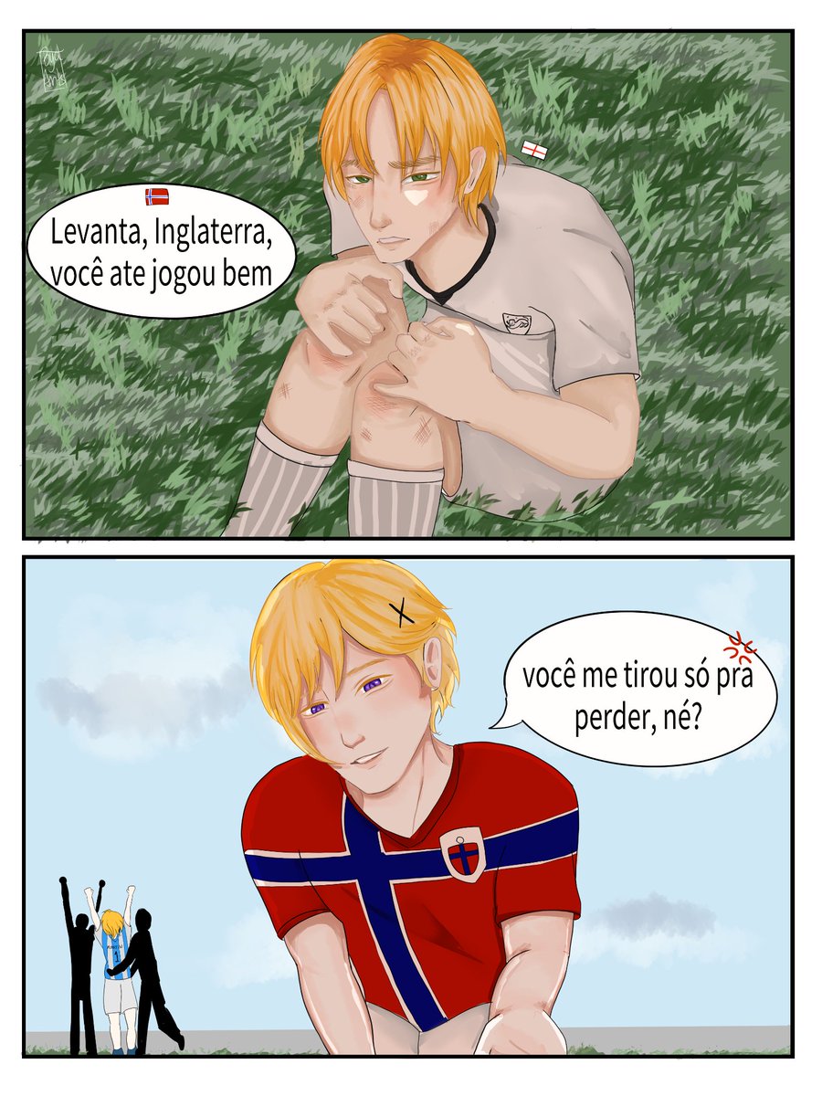 coquettemess's tweet photo. Noruega x Inglaterra - Consolação (?)
Pós jogo Argentina X Inglaterra
Translation:
"Get up, England, you actually played well"
"You only took me out so you could lose, huh?
Se gostarem trago mais
#hetalia #noruegaxinglaterra #norxing #Argxing https://t.co/3KAOzhEawe