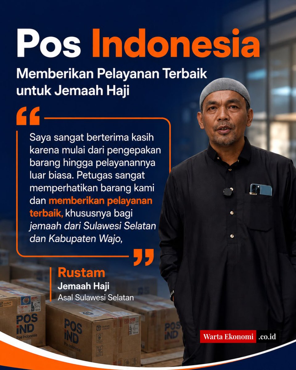 ehye484's tweet photo. Kepercayaan jemaah menjadi bukti komitmen Pos Indonesia menghadirkan layanan kargo haji berkualitas dengan jaringan luas hingga seluruh pelosok negeri. #KargoHajiPos terus melayani sepenuh hati. https://t.co/2Oz5BTu7ux