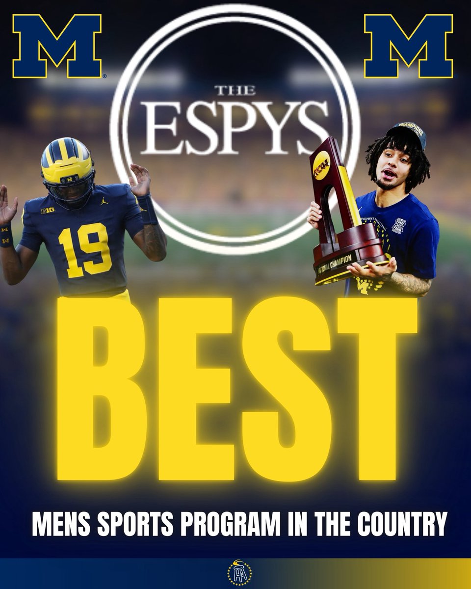 BarstoolUofM's tweet photo. Michigan has won the ESPY for best Men’s Sports Program in the Country

The ultimate eveything school 〽️ https://t.co/19nt98x3jw