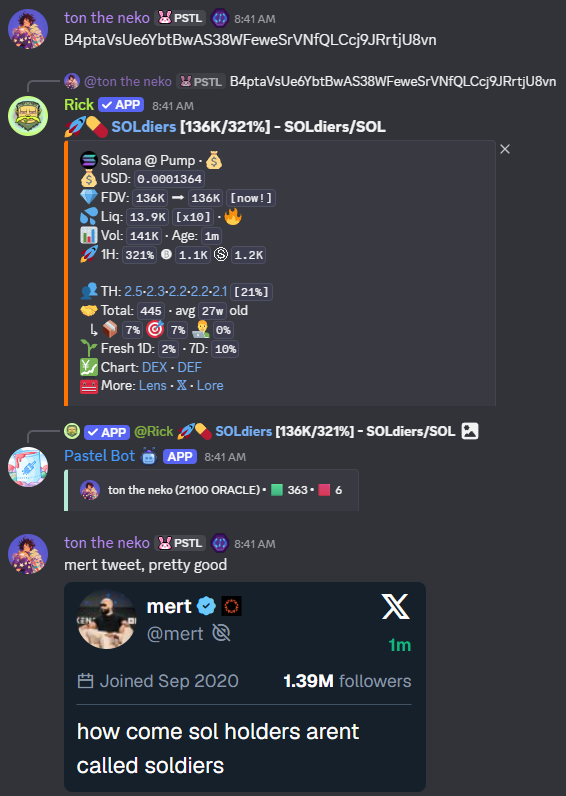 PastelAlpha's tweet photo. Double cook today 🍳🍳

$SOLdiers 136K > 3.2M (23x)
$INDEX 2.7M > 24.5M (9x)

Did you get in with us? 👀 https://t.co/8GGii0b4LO