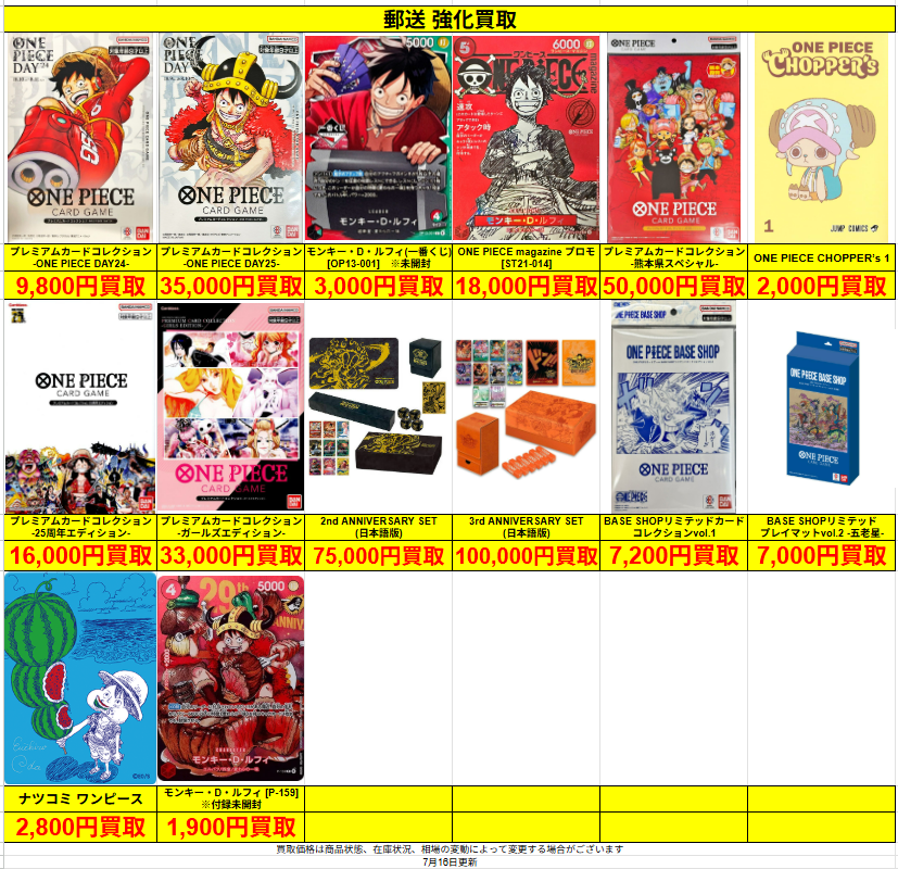 ワンピースカード 🔥強化買取🔥 🆙🆙🆙買取価格UP🆙🆙🆙 🍖いま話題の