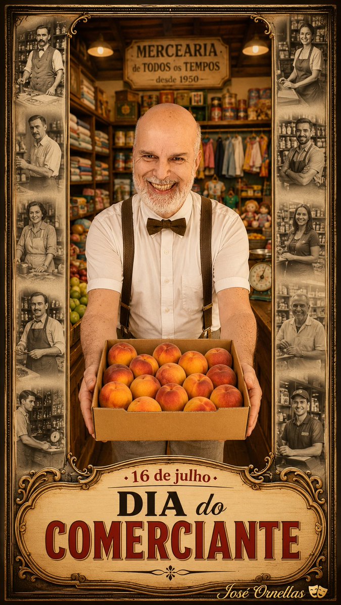 ORNELLASAtor's tweet photo. ⏳ 16 de julho – DIA DO COMERCIANTE

- Muito antes dos supermercados e das compras pela internet,havia a venda da esquina, a mercearia da cidade e o comerciante que conhecia cada cliente pelo nome.

- Hoje, minha homenagem é para todos os comerciantes do Brasil.

José Ornellas 🎭 https://t.co/Jw8GSFFFUZ