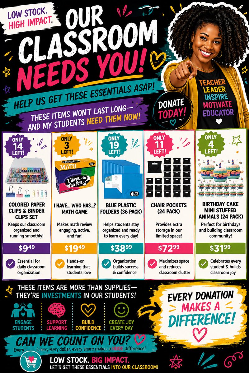 Supersaint1939's tweet photo. @ClearTheList2 https://t.co/M96dxAsyHm
Looking to clear low stock items from my list! Thank you for the opportunity!!
8th year📚5th Grade 📚Florida 🍊 https://t.co/nKCvx7aPtO