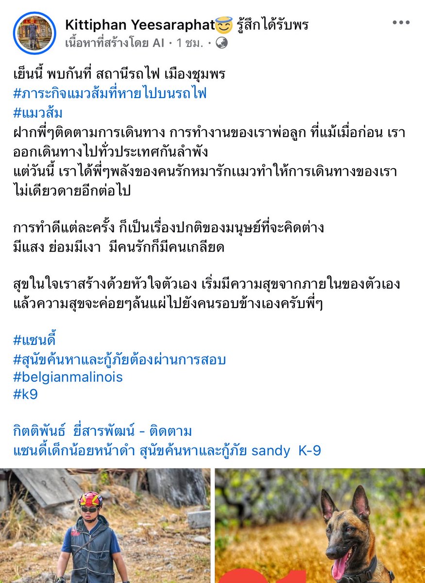 babyhanqx2's tweet photo. ‼️ เย็นนี้คุณพ่อและน้องแซนดี้ K9 จะมาร่วมภารกิจตามหา #แมวหายบนรถไฟ #น้องสีส้ม ค่ะ 

ขอให้เจอน้องไวๆนะคะ ทีมส่งกำลังใจออนไลน์เป็นห่วงน้องสีส้มมากค่ะ 🥺 https://t.co/9A7XRQNhg9